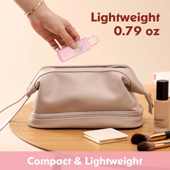 Rechargeable Personal Alarms for Women, Keychain Siren Alarm with Flashlight, Back to School College Essentials for Daughter, College Students, Teen Girls, Elders, Kids, Travel Essentials, Rose Gold
