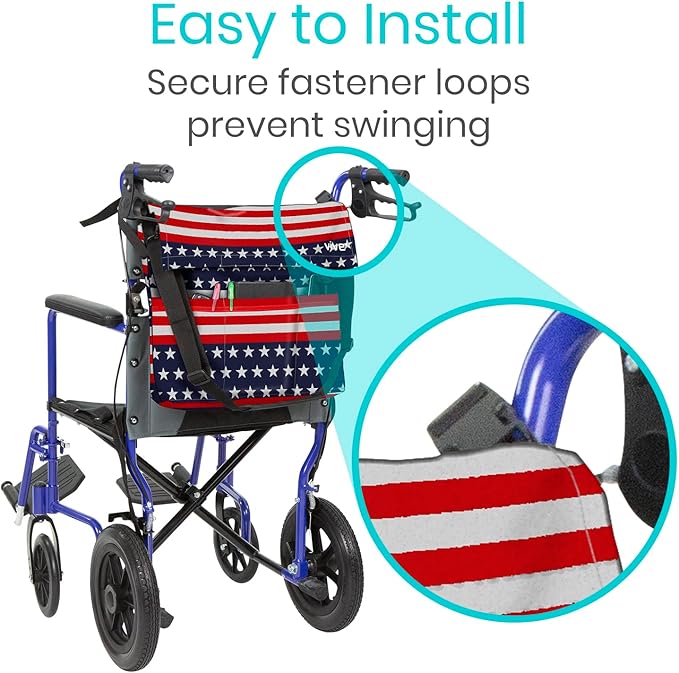 Vive XL Wheelchair Bag - Waterproof, Scratch-Resistant, Double-Stitched, Machine Washable Accessory for Adults, Seniors, 15 Colors - Storage Walker Backpack to Hang on Back of Wheel Chair
