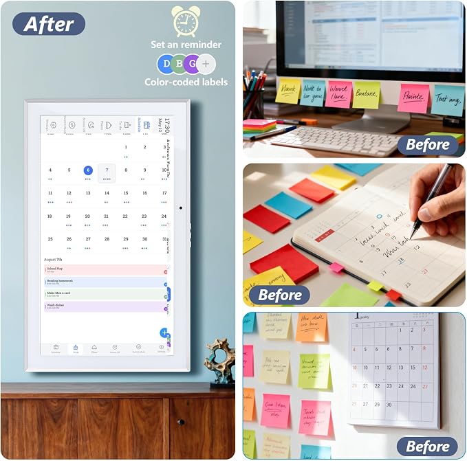 15.6 Inch Digital Calendar Wall Touch Screen Chore Chart, HD Electronic Smart Family Calendar Interactive Display Calendar and Cloud Photo, Gifts for Women Men Kids, Gifts for Mom Dad