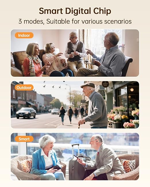 OTC Hearing Aids for Seniors, 2026 Rechargeable Digital Sound Amplifier for Adults with Noise Cancelling (White)