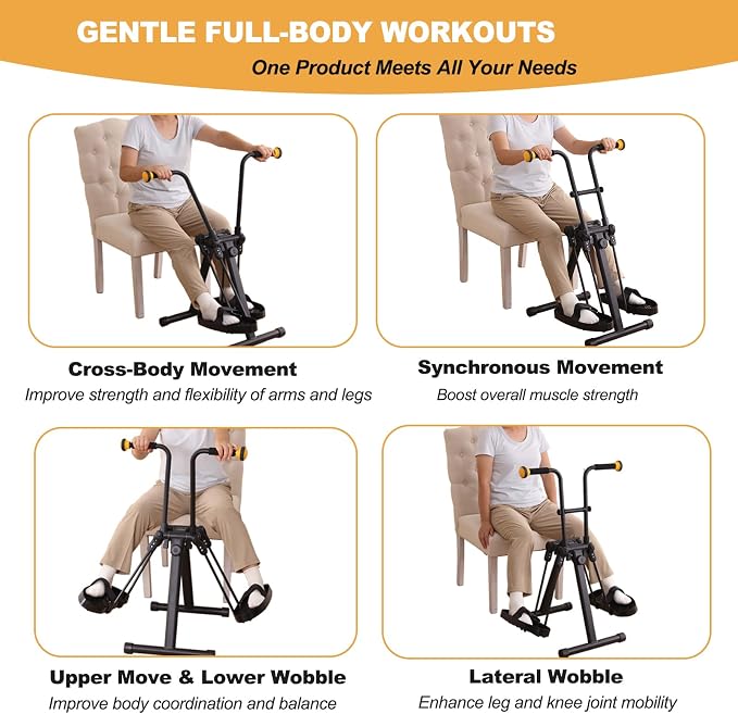 Pedal Exerciser Bike for Seniors, Arm Leg Hand and Knee Elderly Exercise Equipment, Sitting Home Exercise Machine for Total Body, Upper and Lower Limb Trainer