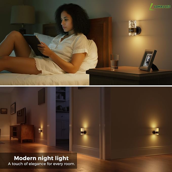 L LOHAS LED Motion Sensor Night Light, Wireless Rechargeable Nightligh | 2 Pack Wall Mounted Nightlights,Motion-Activated Acrylic Night Lights,3000K Dimmable for Bathroom Hallway