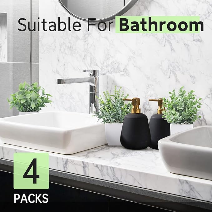 Der Rose 4 Pack Fake Plants Mini Artificial Greenery Potted Plants for Home Decor Indoor Office Table Room Farmhouse Bathroom Decor