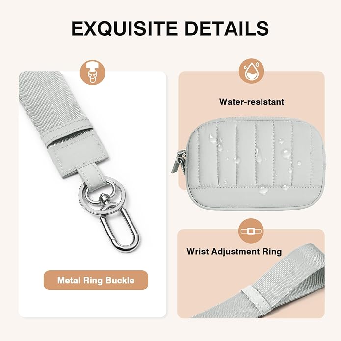 Marvolia Wristlet Wallet for Women Quilted Protective Wristlet Purse | Lightweight, Multi-Pockets with Zipper, for Travel Daily Necessities