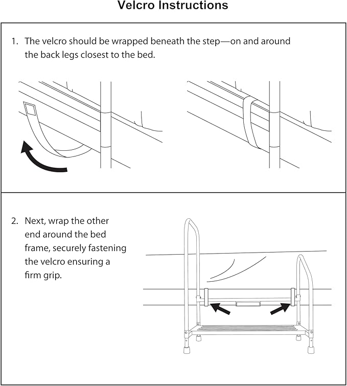 Step2Bed Bed Rails For Elderly with Adjustable Height Bed Step Stool & LED Light for Fall Prevention - Portable Medical Step Stool comes with Handicap Grab Bars making it easy to get in and out of bed