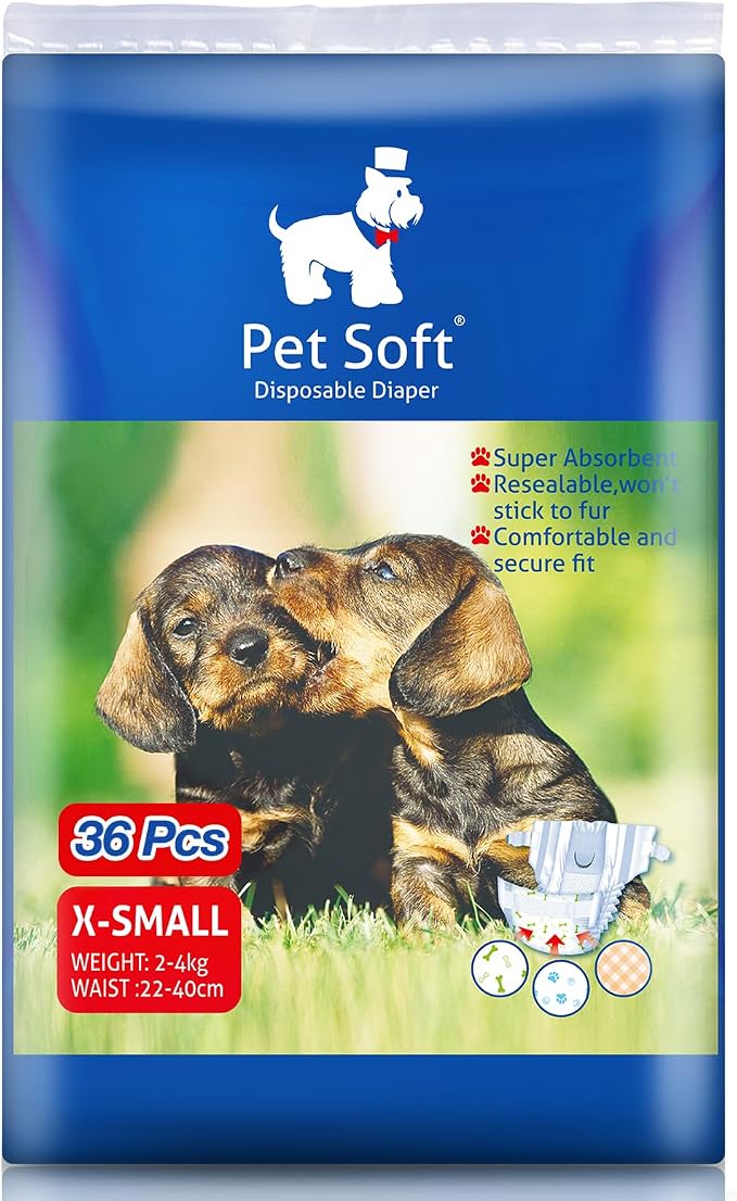 Pet Soft Dog Diapers Female - Disposable Puppy Diapers, Cat Diaper 36pcs XSmall