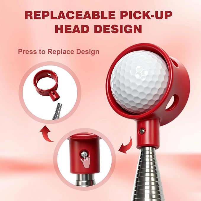 Golf Ball Retriever Telescopic for Water, 9/12/15/20Ft GolfBall Grabber Tool, Golf Accessories Gifts for Men, Women & Golfers, Golf Balls Picker with Stainless Steel Shaft & Rubber Grip