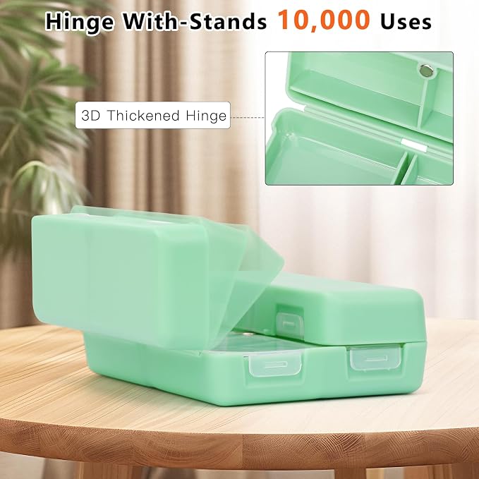 FYY Daily Pill Organizer, 7 Compartments Portable Pill Case Travel Pill Organizer,[Folding Design] Pill Box for Purse Pocket to Hold Vitamins,Cod Liver Oil,Supplements and Medication-Green