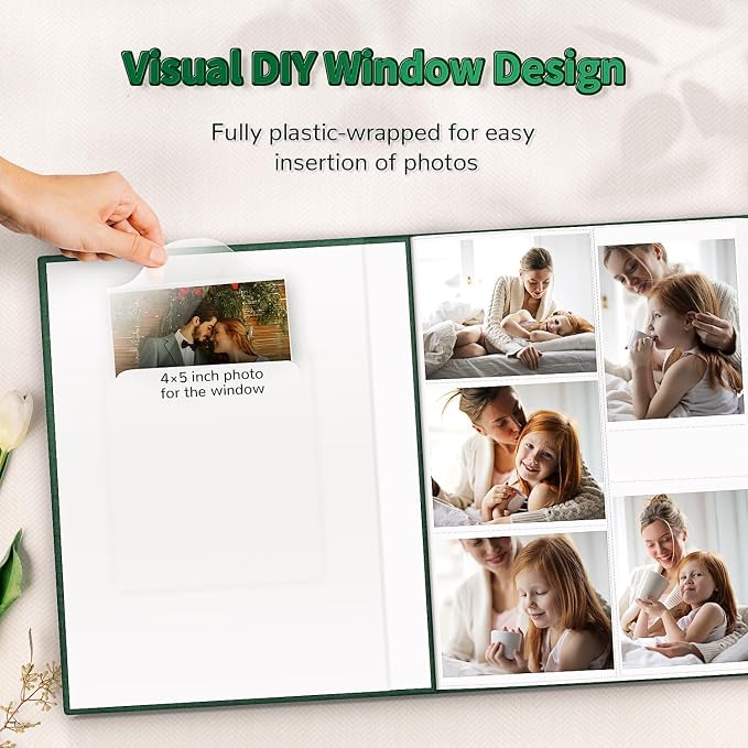 Artfeel Photo Album 4x6 with 600 Pockets,Slip-in Picture Albums,Linen Cover Memory Book with Front Window,White Page Vertical Photo Book for Wedding,Family,Anniversare,Baby,Vacation