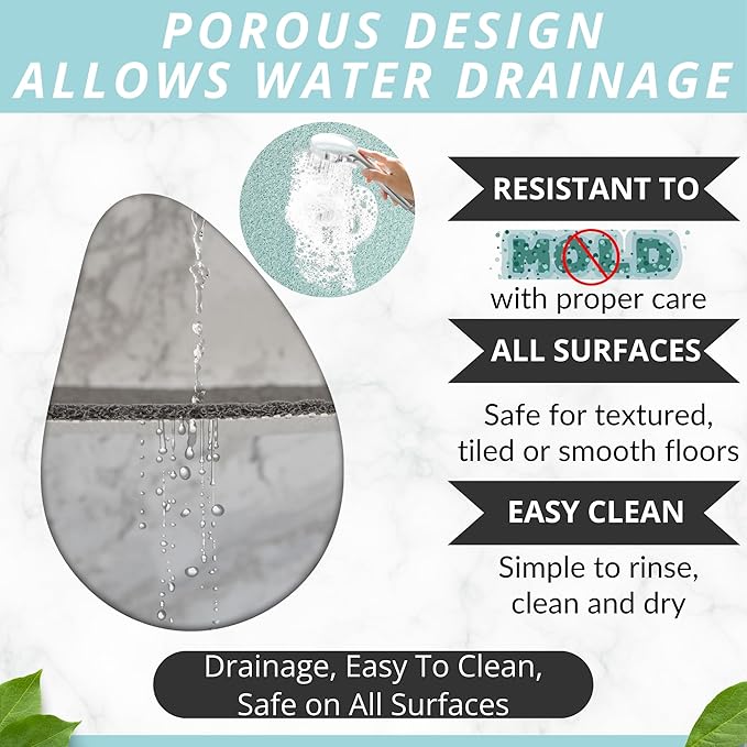 ENKOSI Square Shower Mat - Non Slip Shower Mats for Inside Shower - Extra Large 31x31 - Aqua Green