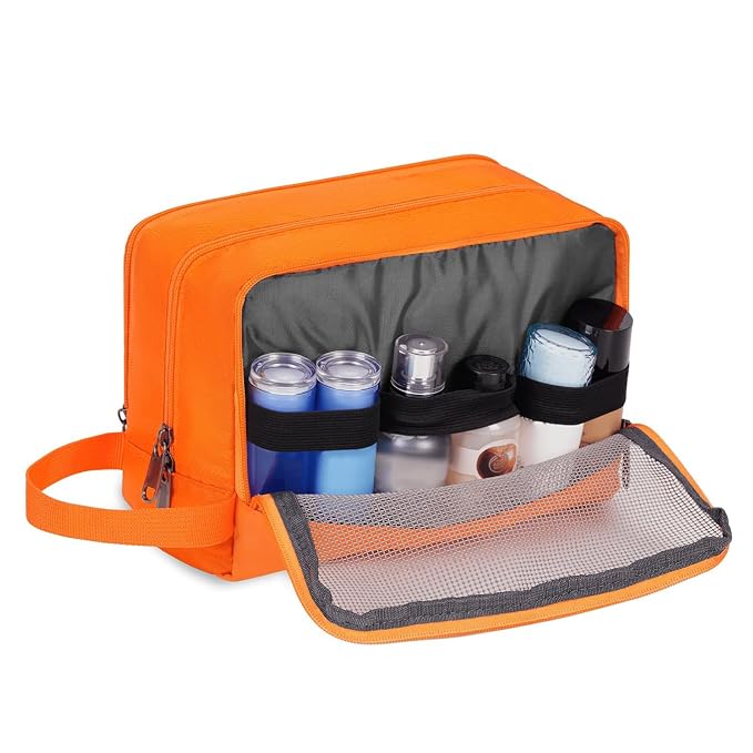 WANDF Travel Toiletry Bag for Men, Small Dopp Kit for Toiletries | Water-Resistant Fabric, Travel Bag for Toiletries, Compact Storage, Shaving Accessories, Weekend Trips
