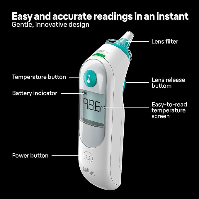 Braun ThermoScan 5 Digital Display Ear Thermometer | Baby and Infant Thermometer with ExacTemp Stability Indicator for Professional Accuracy, Recommended by Pediatricians