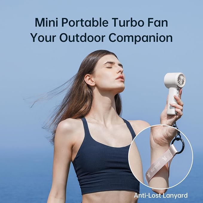 JISULIFE Handheld Fan Pro1S - Next-Gen Airflow: Up to 12H Runtime | Pearlescent ABS-Elegant Strength, 1-100 Speed Scroll Wheel, 3600mAh-Portable Fan for Travel, Gifts for Women Men(Cloud White)