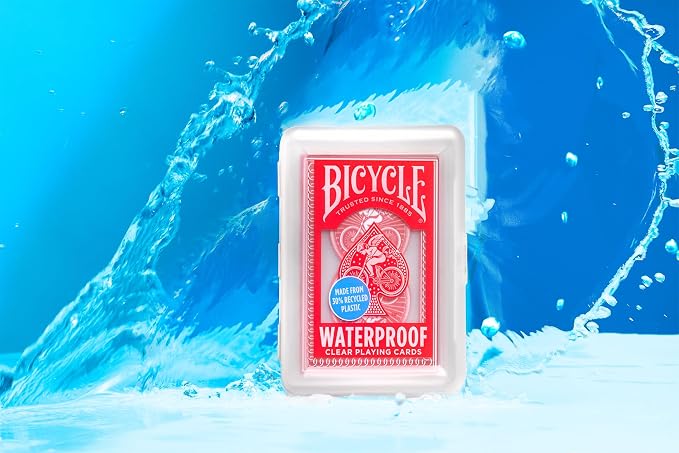 Bicycle Waterproof Playing Cards Red Plastic Deck Pool Beach | 100% waterproof and washable, Modern Cupid Back design, Protective clamshell case included, Durable yet flexible