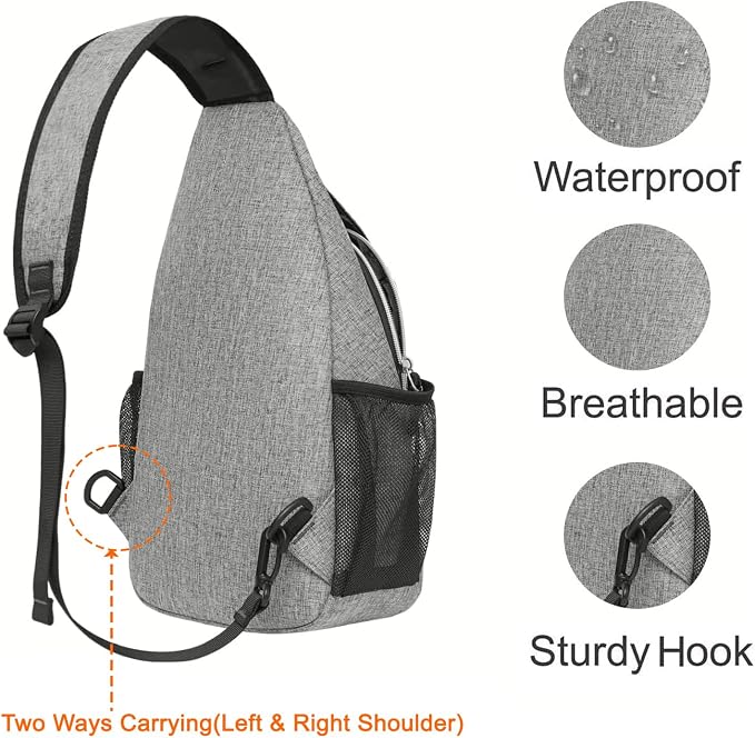 MOSISO Small Sling Bag for Men, Crossbody Shoulder Chest Daypack Bag | Sling Backpack for Casual Travel Hiking
