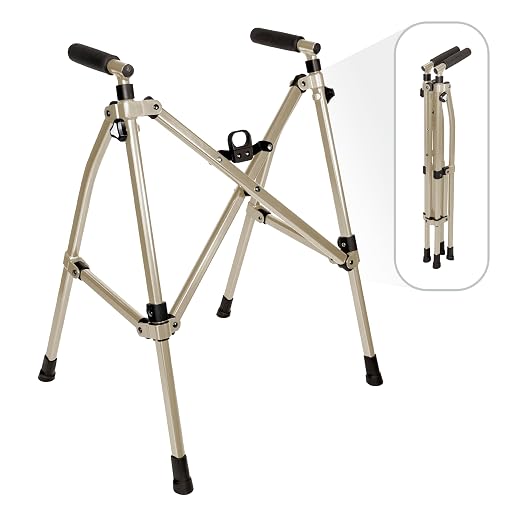 Stander Wonder Walker Lite Short, Lightweight Junior Folding Mobility Aid for Petite Adults, Seniors, and Elderly, Collapsible Travel Assistant with Rubber Feet for Support, Desert Sand