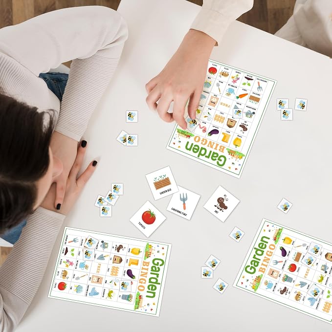 Garden Bingo Game Cards 24 Players Garden Theme Bingo Game for Adults Family Vacation, Garden Tea Party Favors Supplies Decorations/07
