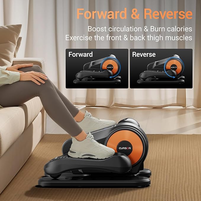 Under Desk Elliptical Machine, Electric Seated Pedal Exerciser, Min Leg Exerciser with Remoter, 12 Level Speeds, Forward & Reverse Direction, Manual & Auto Mode for Home Office