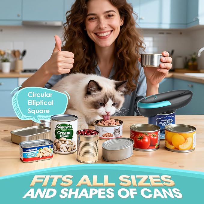 Electric Can Opener, One Touch Hands Free Automatic Can Opener for Weak Hands & Seniors with Arthritis, Food Safe and Smooth Edge Battery Operated Can Openers for Kitchen Fits All Cans Kitchen Gadget