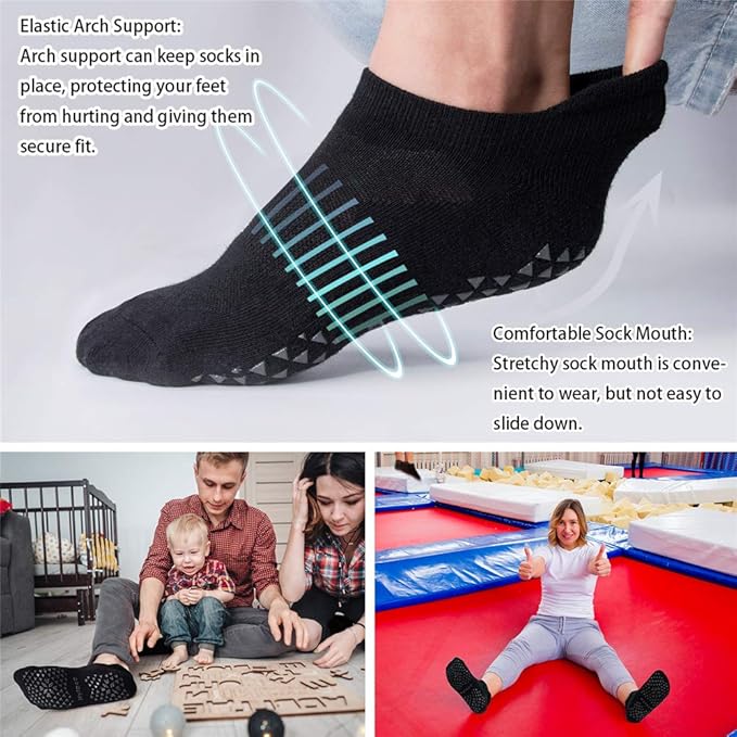 Hylaea Unisex Non Slip Socks with Grip for Yoga, Hospital, Pilates, Barre | Ankle, Cushioned