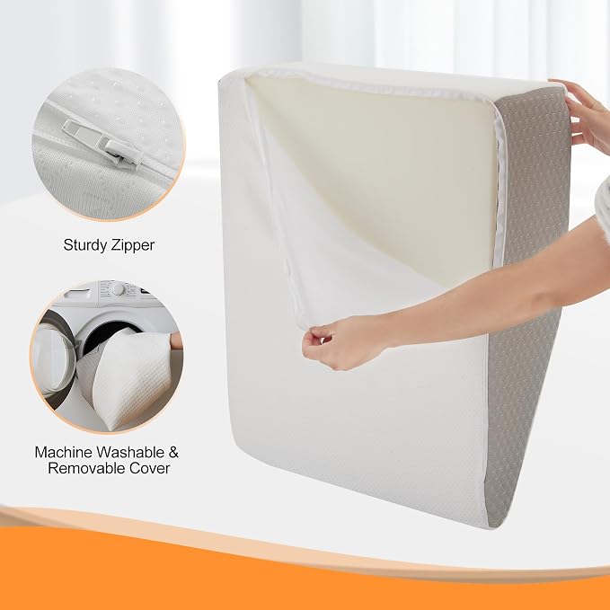 Ruqmuis Leg Elevation Pillow for After Surgery, 8inch Foam Leg Elevating Pillow for Swelling and Blood Circulation, Leg Wedge Pillow for Sleeping, Knee Pillow for Knee Hip Ankle Pain Relief, White