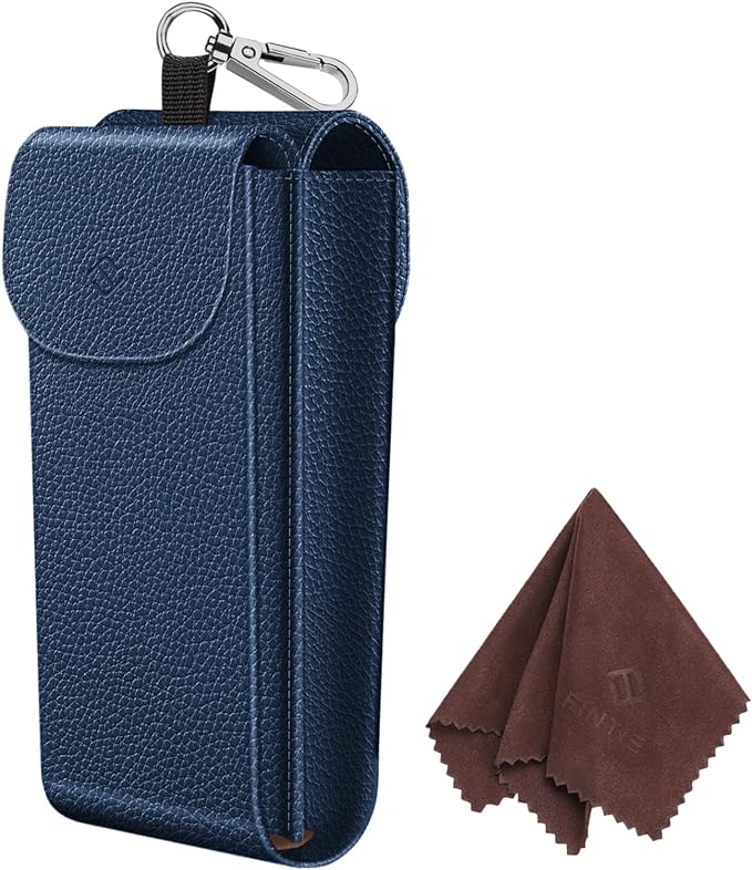 FINTIE Double Glasses Case with Carabiner Hook, Portable Vegan Leather Eyeglass Case Anti-scratch Sunglasses Pouch