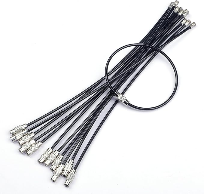 Uniclife 4 Inch Wire Keychain Cable Heavy Duty Stainless Steel Key Ring | Large Holder for Luggage Tag Keeper Travel, 1.8 mm Braided, 4.8 Inch Length, 1.6 Diameter, 80 lbs Hold, Corrosion Resistant