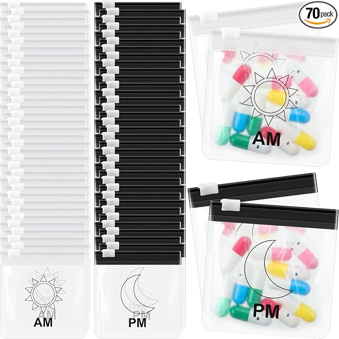 Sherr 70 Pcs Pill Pouch Bag,Slide Lock Medicine Bag for Travel,Vivid Style