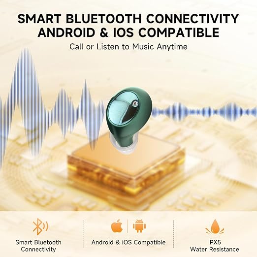 AIR PRO Bluetooth OTC Hearing Aids for Seniors, Rechargeable in-Ear Hearing Aids with Noise Reduction, App Control, Comfortable Fit, Easy to Use (Green)