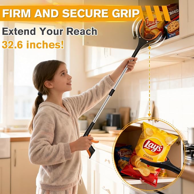 Grabber Reacher Tool - 32” Extra Long Foldable Gripper and Reaching Tool | 2 Pack Pick Up Sticks Heavy Duty Gripper Reacher Grabber Tool Trash Picker Upper Grabbers for Seniors
