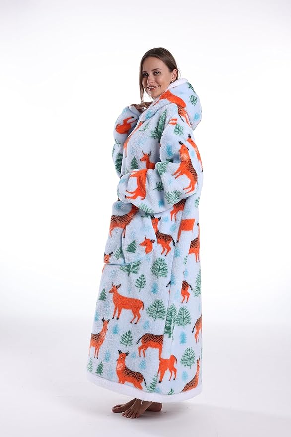 Blanket Hoodie, Long Hooded Blanket Sweatshirt as Birthday Gifts for Women Men, Long Wearable Blanket for Women Men.