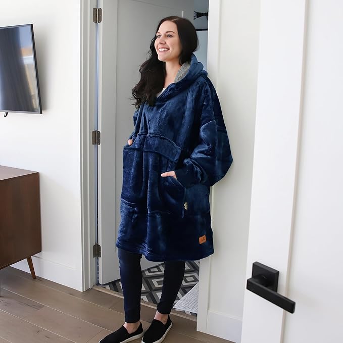 Catalonia Oversized Blanket Hoodie Sweatshirt, Wearable Sherpa Lounging Pullover for Adults Women Men