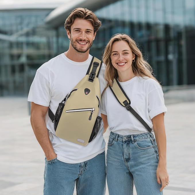 MOSISO Small Sling Bag for Men, Crossbody Shoulder Chest Daypack Bag | Sling Backpack for Casual Travel Hiking