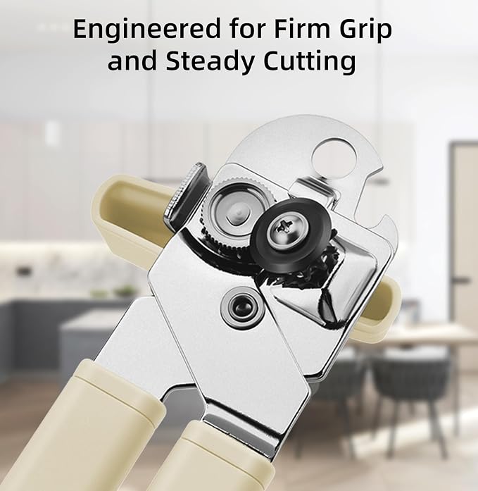 Can Opener Manual, Reinforced Blade, Effortless Knob, Non-Stick (Banana) | Reinforced blade, effortless knob, built-in bottle opener, non-stick hard rubber handle, smooth-edge safety cutter