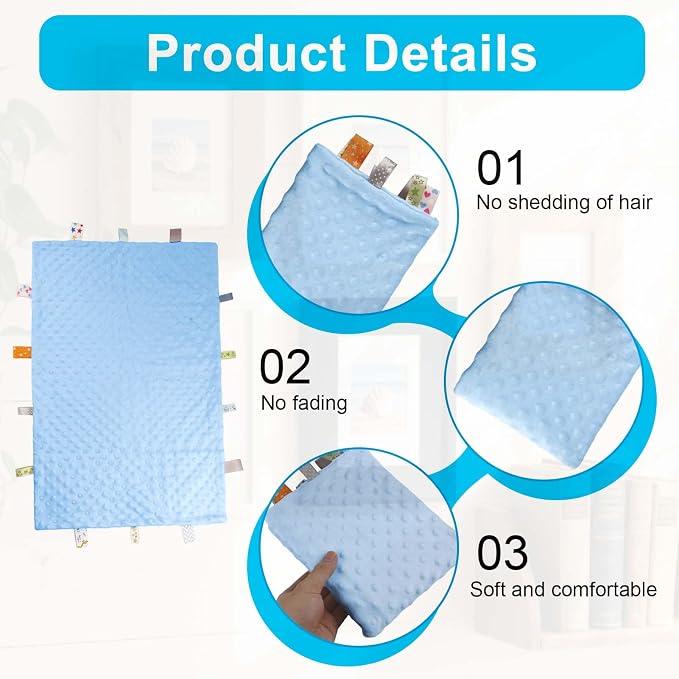 Fidget Blanket for Adults with Dementia, Sensory Blanket Mat for Alzheimers Patients, Dementia Activites for Senior, Gift for Dementia Patients,Sensory Toys for Autism (Light Blue)