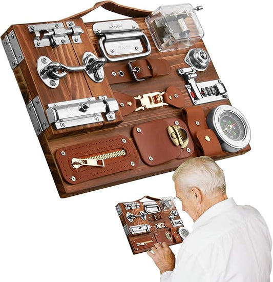 Fidget Busy Board for Adults with Dementia, Engaging Alzheimers Activities & Tactile Stimulation, Dementia Activities for Seniors, Thoughtful Gift for People with Alzheimer's