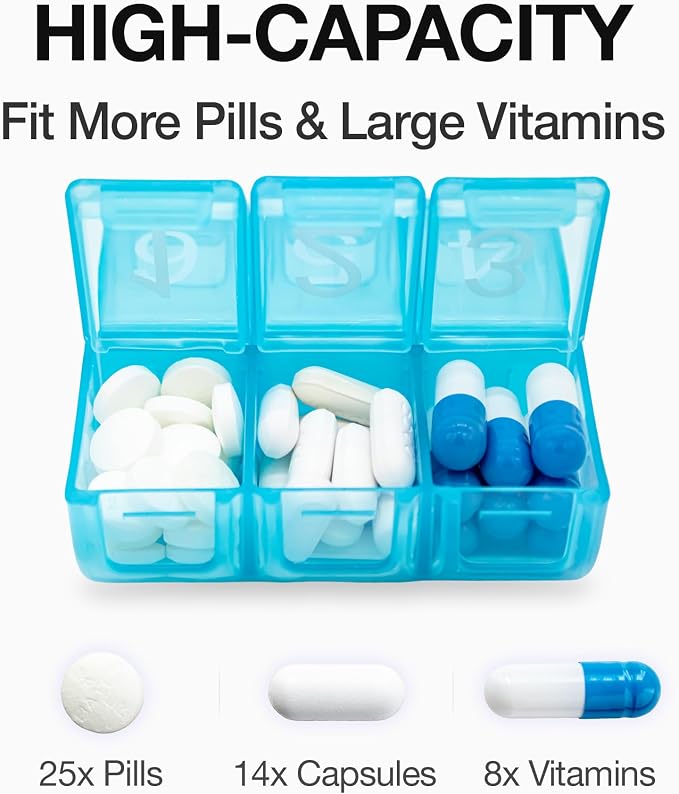 e-Pill 7 Day Weekly Pill Organizer – 6 Times a Day Medicine & Vitamin Box with 6 Alarm Reminders