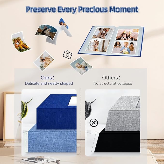 popotop Photo Album 4x6-200 Photos Photo Books with 200 Horizontal Pockets,Linen Cover Albums for Family Wedding Anniversary Baby Vacation Pictures