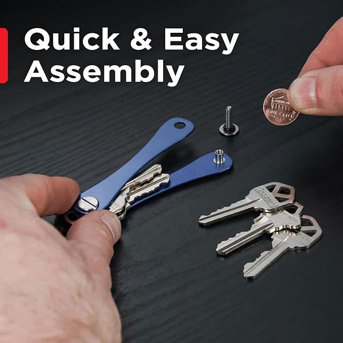 KeySmart Original Key Holder - Compact Key Organizer for Key Chain, Minimalist Clutter-Free EDC Keychains Key Ring, Blue, 8 Keys