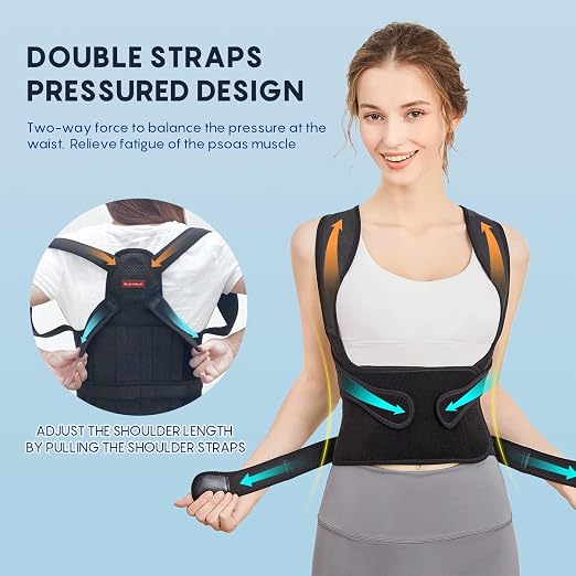 Posture Corrector Back Brace for Women & Men – Adjustable Full Back Support with Shoulder Straightener for Posture Support, Scoliosis, Hunchback, Upper & Lower Back Pain Relief and Spine Alignment, Pack of One (Large)