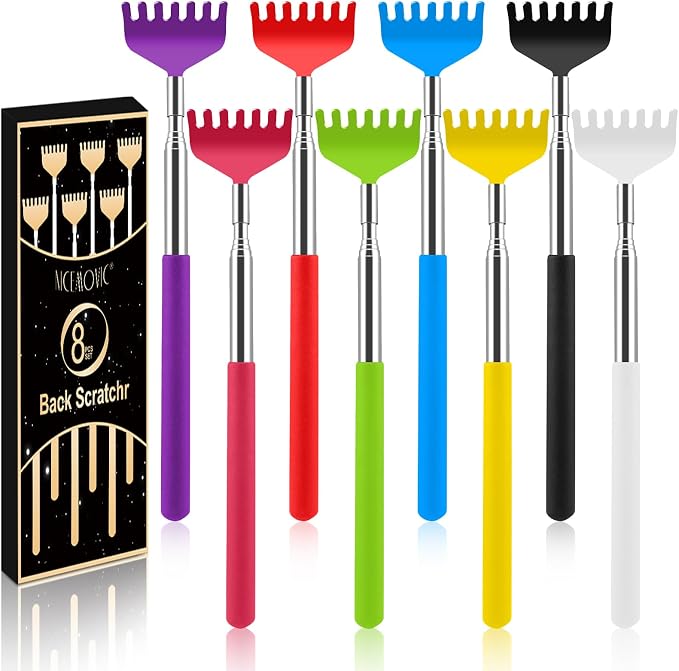 8 Pack Back Scratcher Bulk Christmas Stocking Stuffers for Adults | Prizes for Adults, White Elephant Gifts, Birthday Gag Small Gift, Mothers Fathers Day Dad Gifts, Easter Basket Stuffers