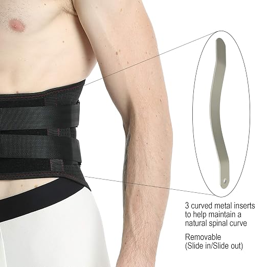 NeoTech Care Back Belt Support for Men or Women - Breathable & Adjustable Lower Back Brace - Double Pull Compression Straps (Black, Size S)
