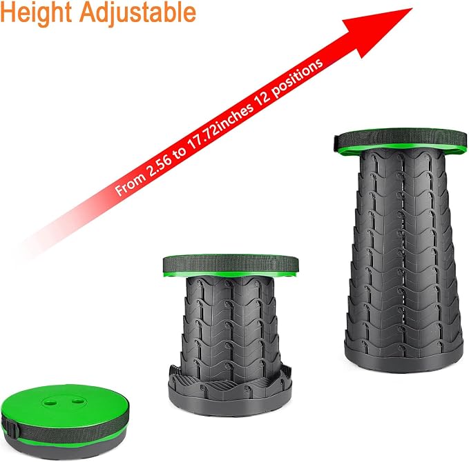 Upgraded Folding Stool Lightweight Yet More Sturdy with Load Capacity 400lbs Portable Collapsible Stool for Camping Fishing Hiking BBQ (Green)