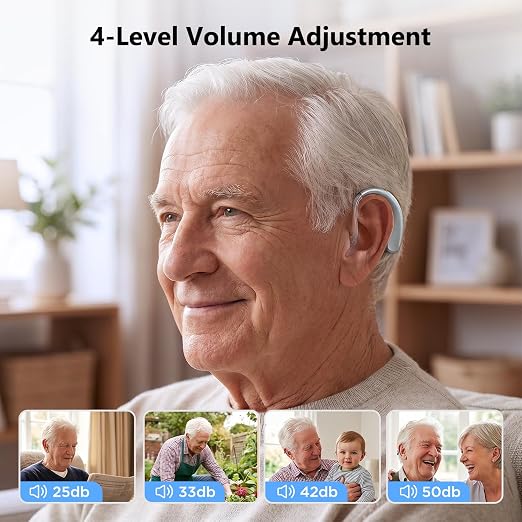 Samildanach OTC Hearing Aids for Seniors, Rechargeable Hearing Amplifiers, 3 Environment Mode and 4 Volume, Button Controls and Noise Reduction, Standby 90h and Auto-On/Off, Comfortable In-Ear Design