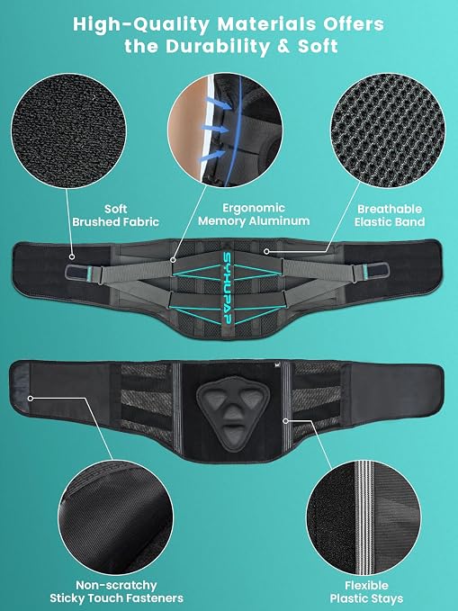 SYXUPAP Back Braces for Lower Back Pain Relief with 6 Stays, Breathable Back Support Belt for Men/Women for work, Anti-skid lumbar support belt with 16-hole Mesh for sciatica, Blue