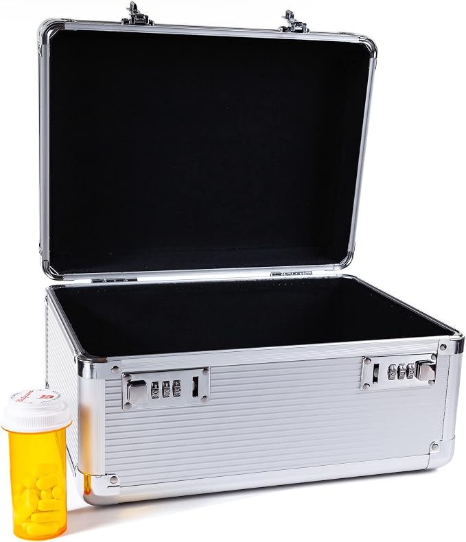 MEDICINE RX SAFE Medication Carrying Case - Large_Silver