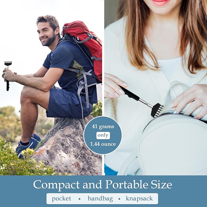 Yexixsr 6 Pack Back Scratcher Extendable Metal Portable Back Scratcher for Men Women Adults, Telescoping Back Massager with Rubber Handles, Stocking Stuffers Gadgets