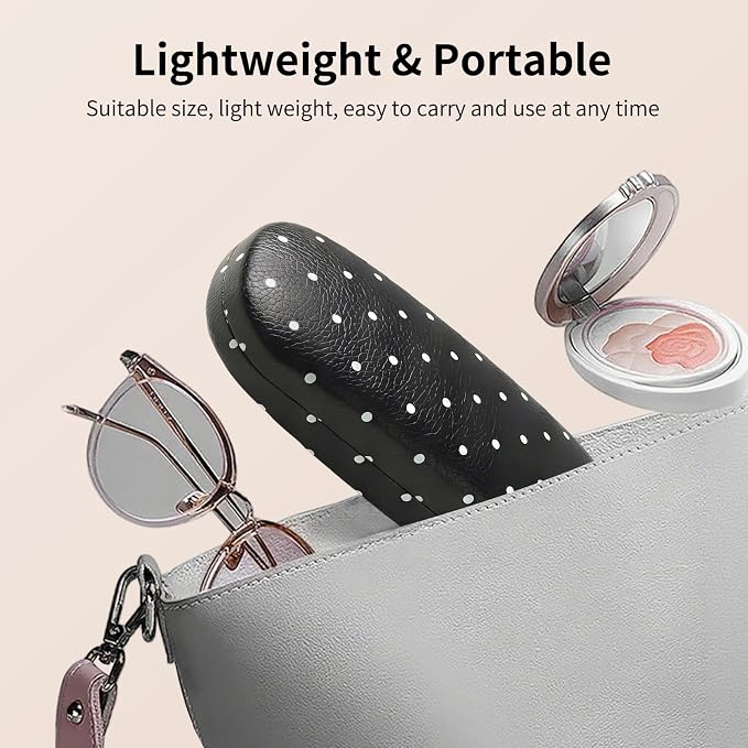 Glasses Case Hard Shell, Cute Sunglasses Case for Women Leather Protective Case for Eyeglass with Cleaning Cloth