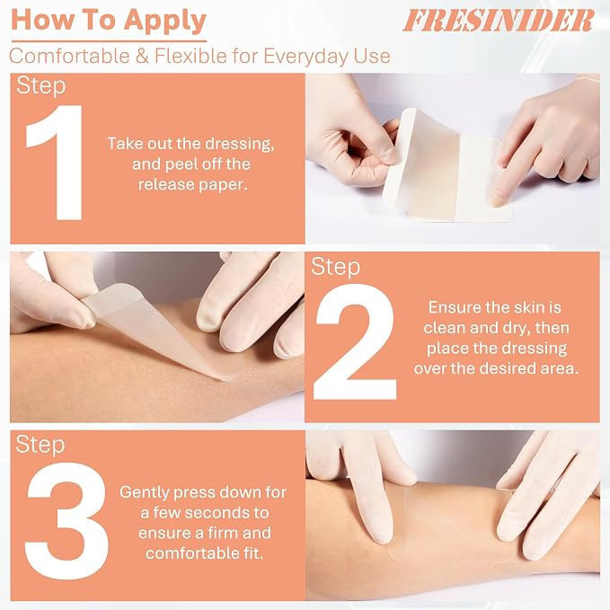 FRESINIDER Hydrocolloid Wound Dressing 2" x 2" – 10 Pack Ultra Thin Self-Adhesive Bandages for Wound Care, Bed Sores, Acne, Blisters – Waterproof & Absorbent Hydrocolloid Patches for Faster Healing