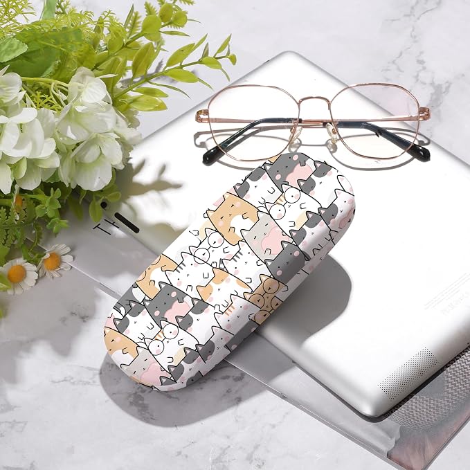 Glasses Case Hard Shell,Portable Protective Eyeglasses Case, Eyeglass Holder Box with Cleaning Cloth, for men women